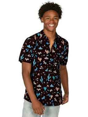 Tipsy Elves Midnight Fiesta Short Sleeve Shirt  XL NWT Sombrero Pinata